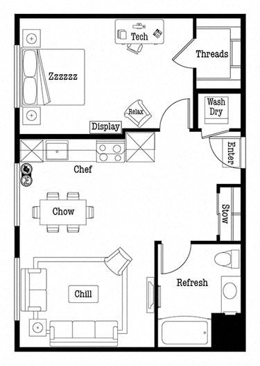 1x1 J Floor Plan at Six Oaks, Bothell